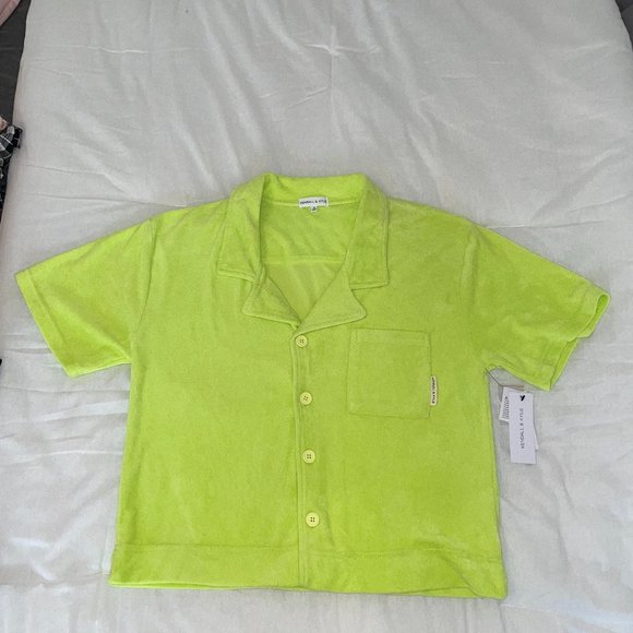 Kendall and Kylie Neon Green Terry Cloth Polo - Picture 5 of 7